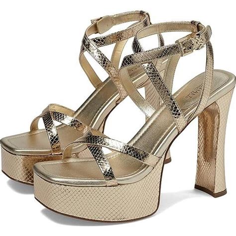 michael michael kors paloma leather platform sandal|Paola Metallic Snake Embossed Leather Platform Sandal.